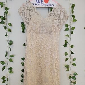 Lace Beige Dress Midi